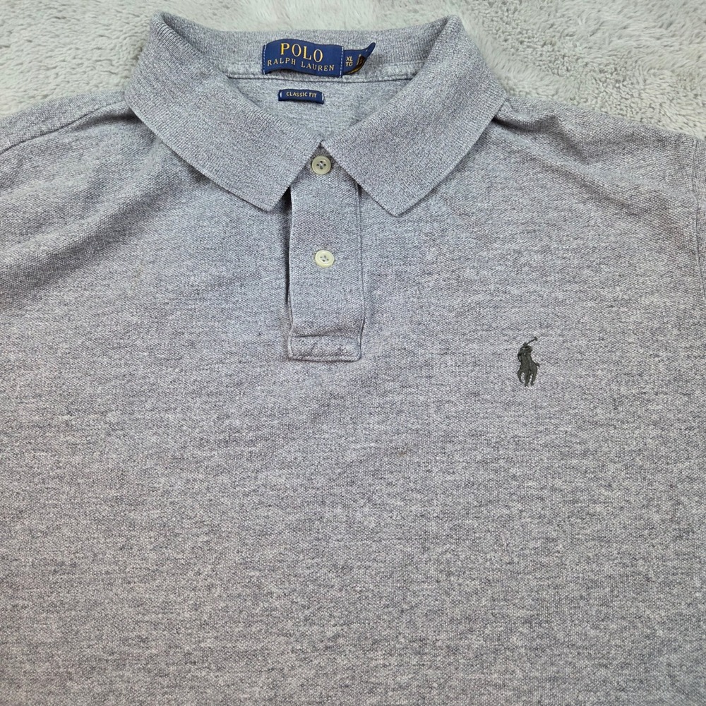 Polo Ralph Lauren Cotton Blend Polo Shirt Mens XL Classic Fit Heather Grey Tee
